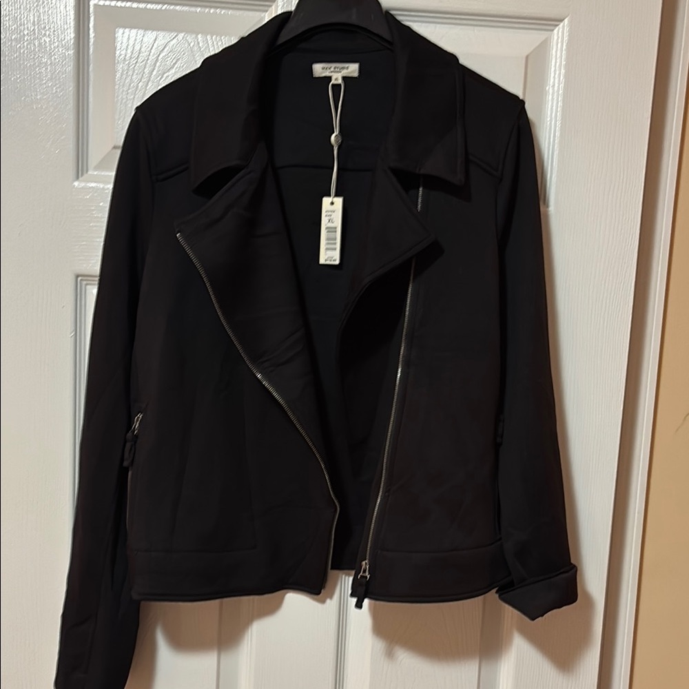 Max Studio Knit Mito Style Black Women's Jacket
